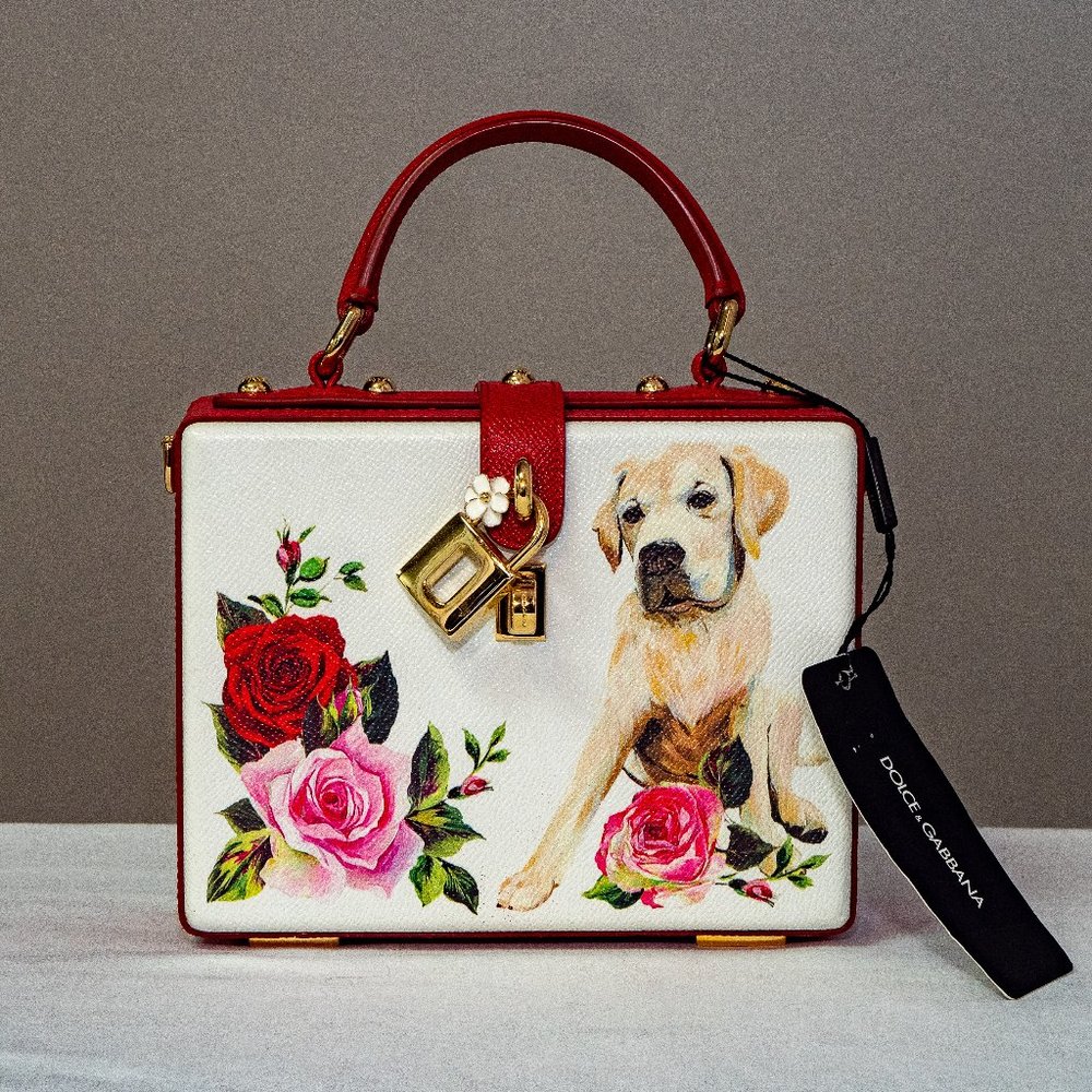 DOLCE & GABBANA  Dolce Box Bag Dog & Roses Bag Handle Clutch Crosbody Handbag